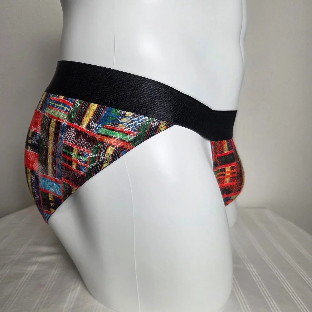 Cosabella Mens‎ Abstract Geometric Print Low Rise Brief Mesh Lace Underwear